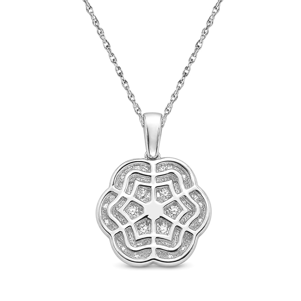 Diamonair Lab Grown Diamond (F/VS+) 3.00 carat Round cut Sterling Silver Cluster Pendant - Sterling Silver