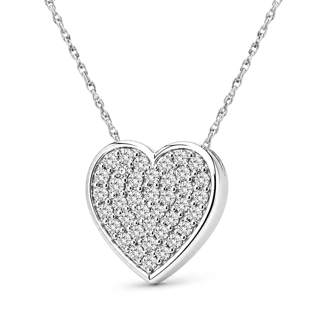 Diamonair Lab Grown Diamond (F/VS+) 1.00 carat Round cut Sterling Silver Heart Pendant - Sterling Silver | Gold over Silver