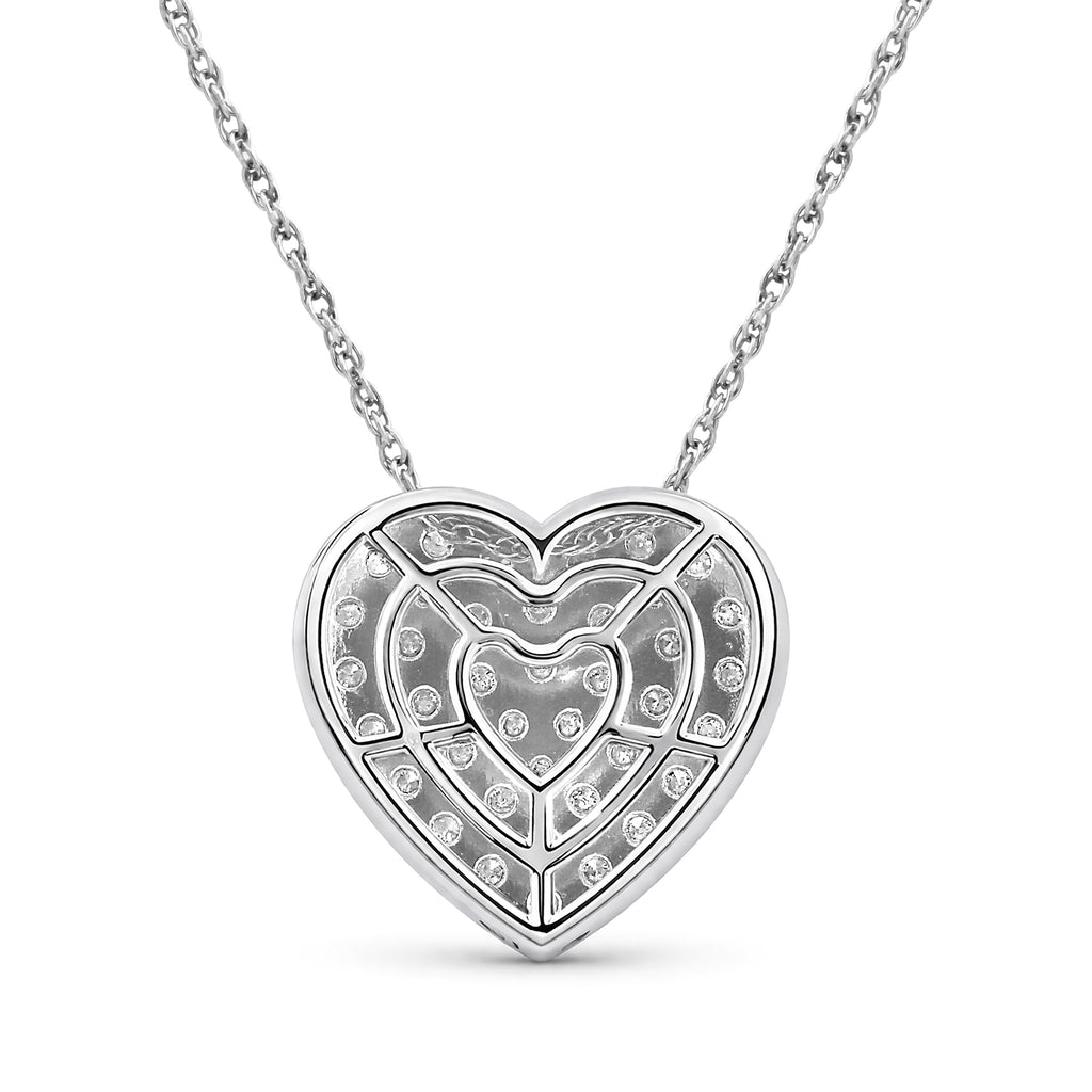 Diamonair Lab Grown Diamond (F/VS+) 1.00 carat Round cut Sterling Silver Heart Pendant - Sterling Silver | Gold over Silver