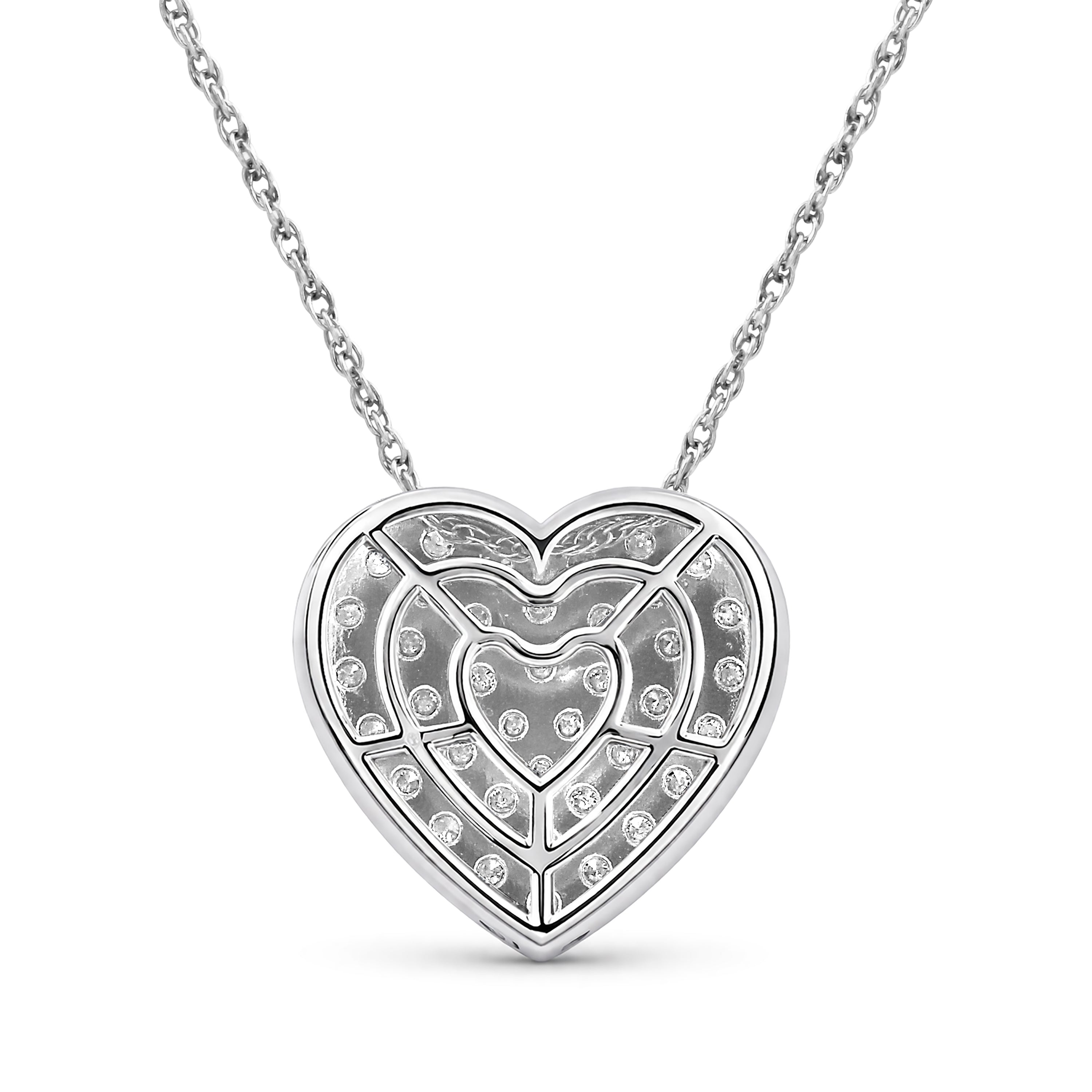 Diamonair Lab Grown Diamond (F/VS+) 1.00 carat Round cut Sterling Silver Heart Pendant - Sterling Silver | Gold over Silver
