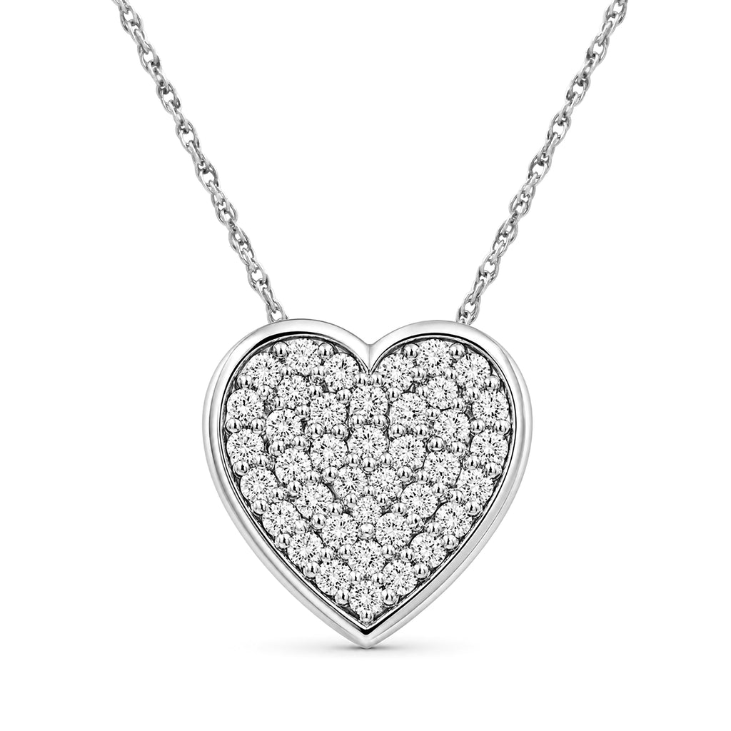 Diamonair Lab Grown Diamond (F/VS+) 1.00 carat Round cut Sterling Silver Heart Pendant - Sterling Silver | Gold over Silver