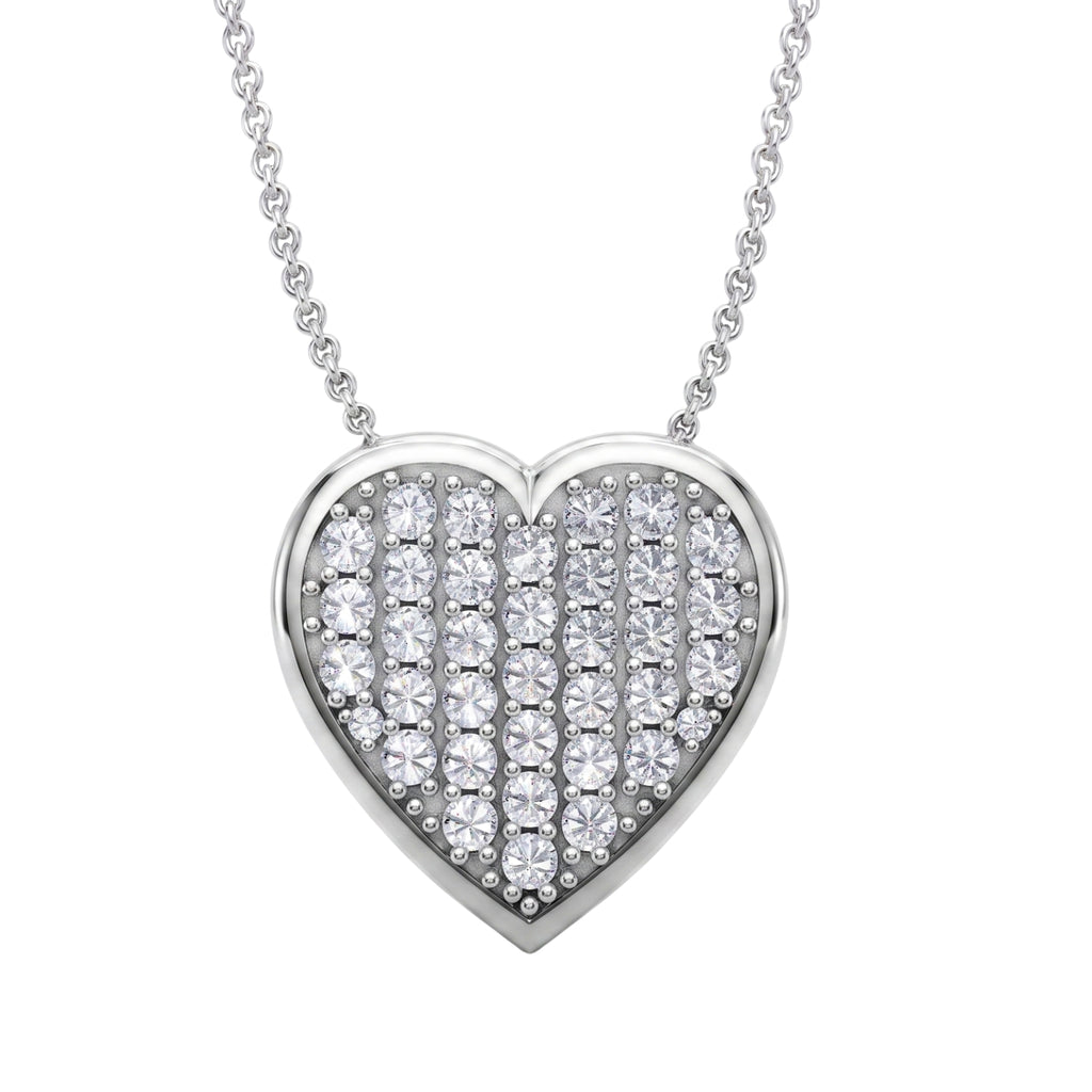 Diamonair Lab Grown Diamond (F/VS+) 1.00 carat Round cut Sterling Silver Heart Pendant - Sterling Silver | Gold over Silver
