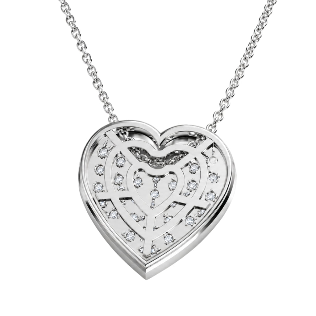 Diamonair Lab Grown Diamond (F/VS+) 1.00 carat Round cut Sterling Silver Heart Pendant - Sterling Silver | Gold over Silver