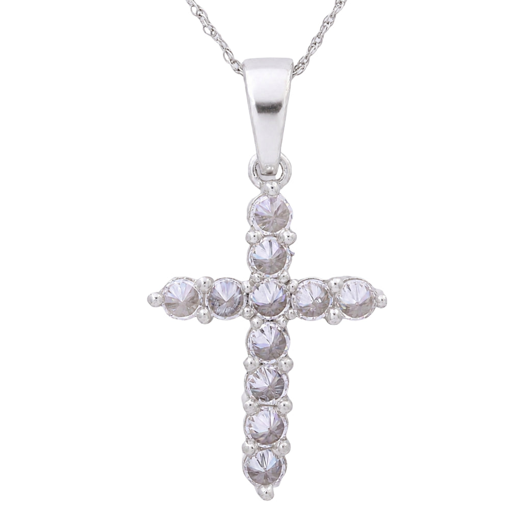 Diamonair Lab Grown Diamond (F/VS+) 2.00 carat Round cut Sterling Silver Cross Pendant - Sterling Silver