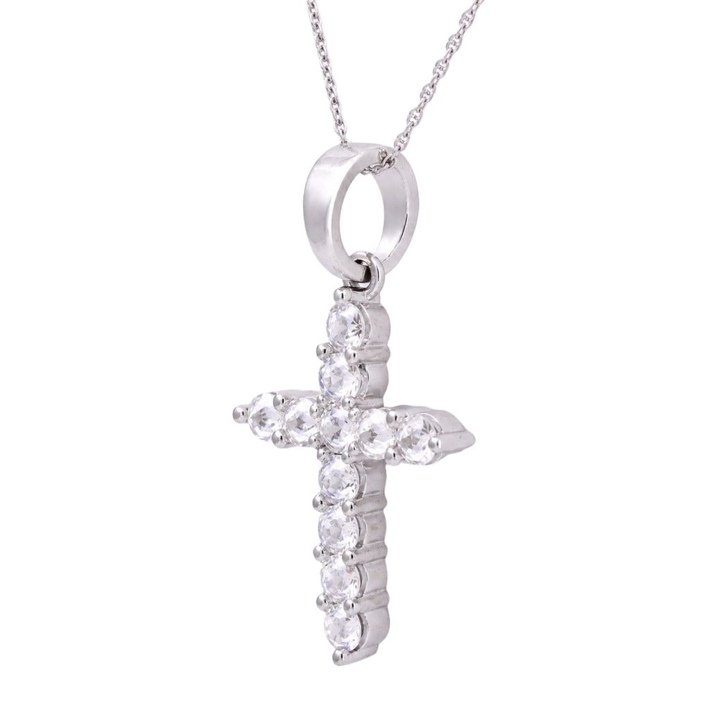 Diamonair Lab Grown Diamond (F/VS+) 2.00 carat Round cut Sterling Silver Cross Pendant - Sterling Silver
