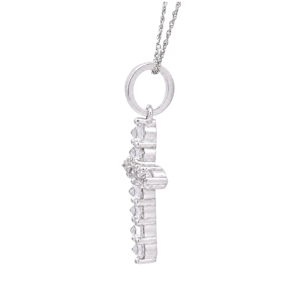 Diamonair Lab Grown Diamond (F/VS+) 2.00 carat Round cut Sterling Silver Cross Pendant - Sterling Silver