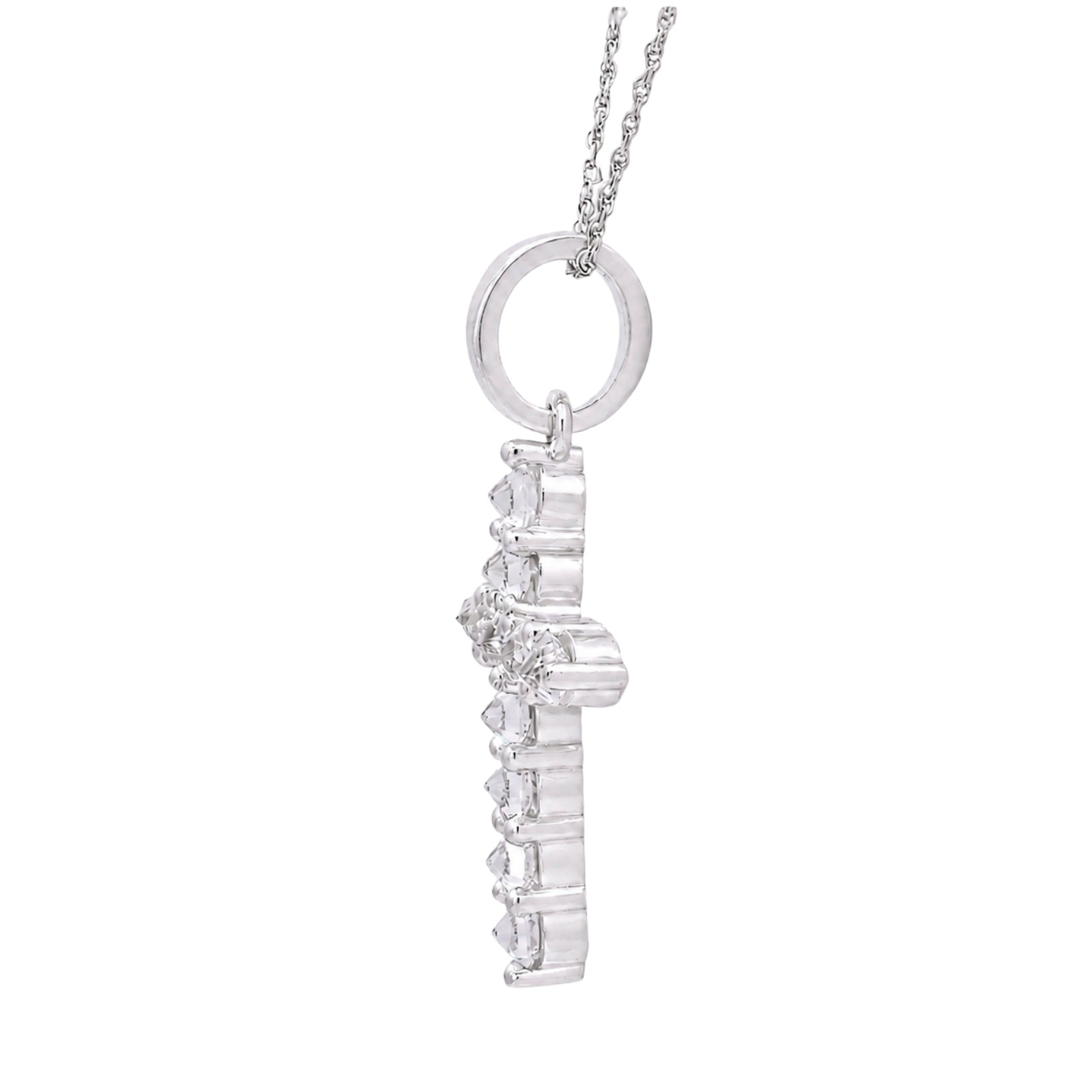 Diamonair Lab Grown Diamond (F/VS+) 2.00 carat Round cut Sterling Silver Cross Pendant - Sterling Silver
