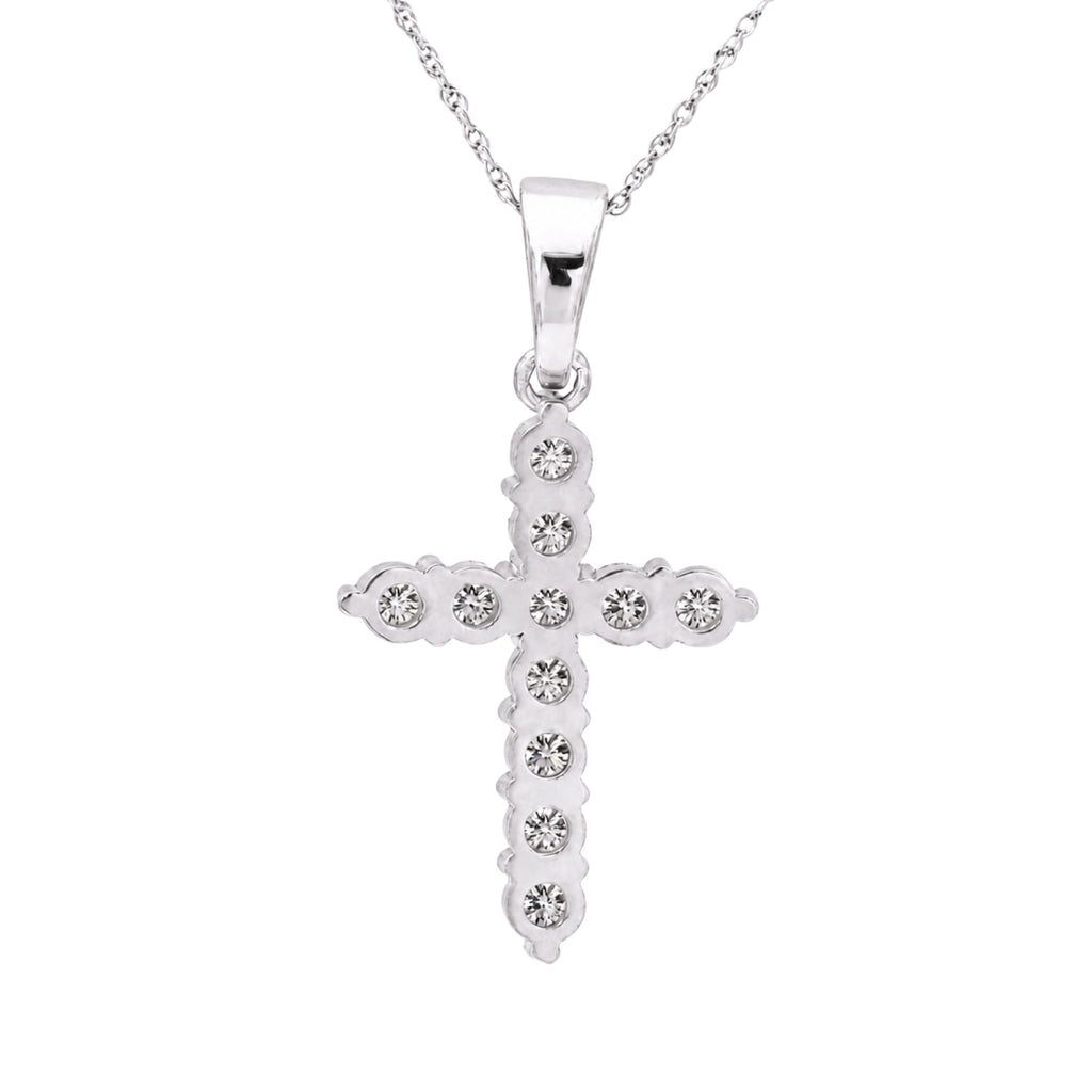 Diamonair Lab Grown Diamond (F/VS+) 2.00 carat Round cut Sterling Silver Cross Pendant - Sterling Silver