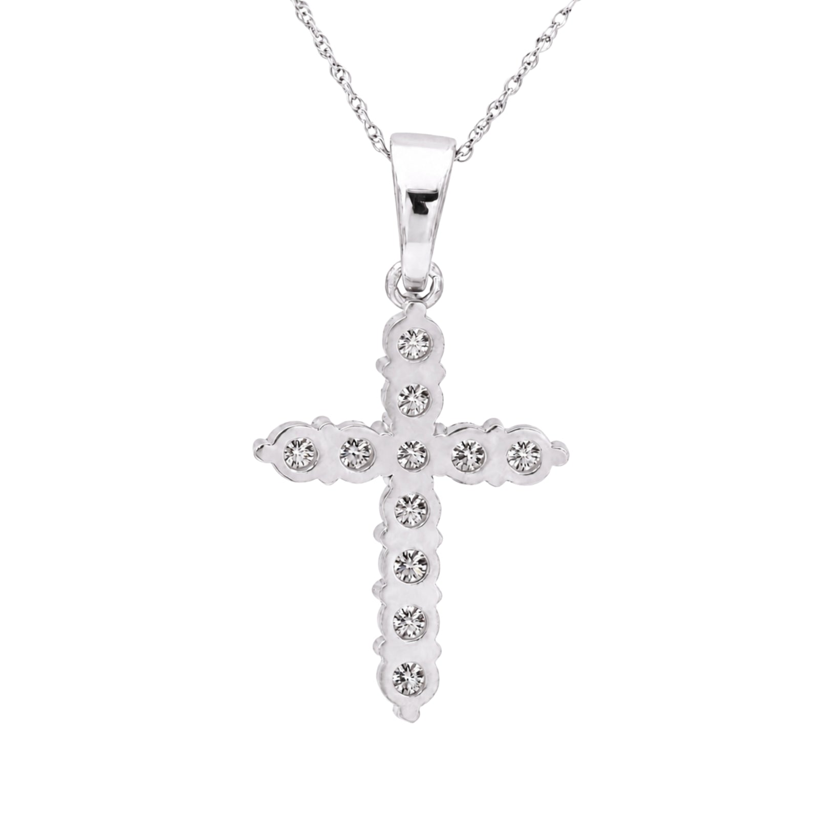 Diamonair Lab Grown Diamond (F/VS+) 2.00 carat Round cut Sterling Silver Cross Pendant - Sterling Silver