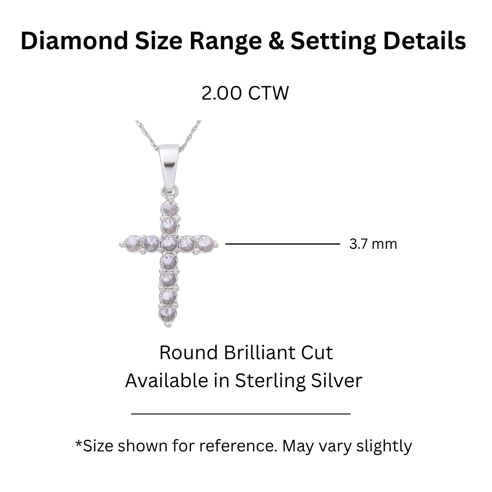 Diamonair Lab Grown Diamond (F/VS+) 2.00 carat Round cut Sterling Silver Cross Pendant - Sterling Silver