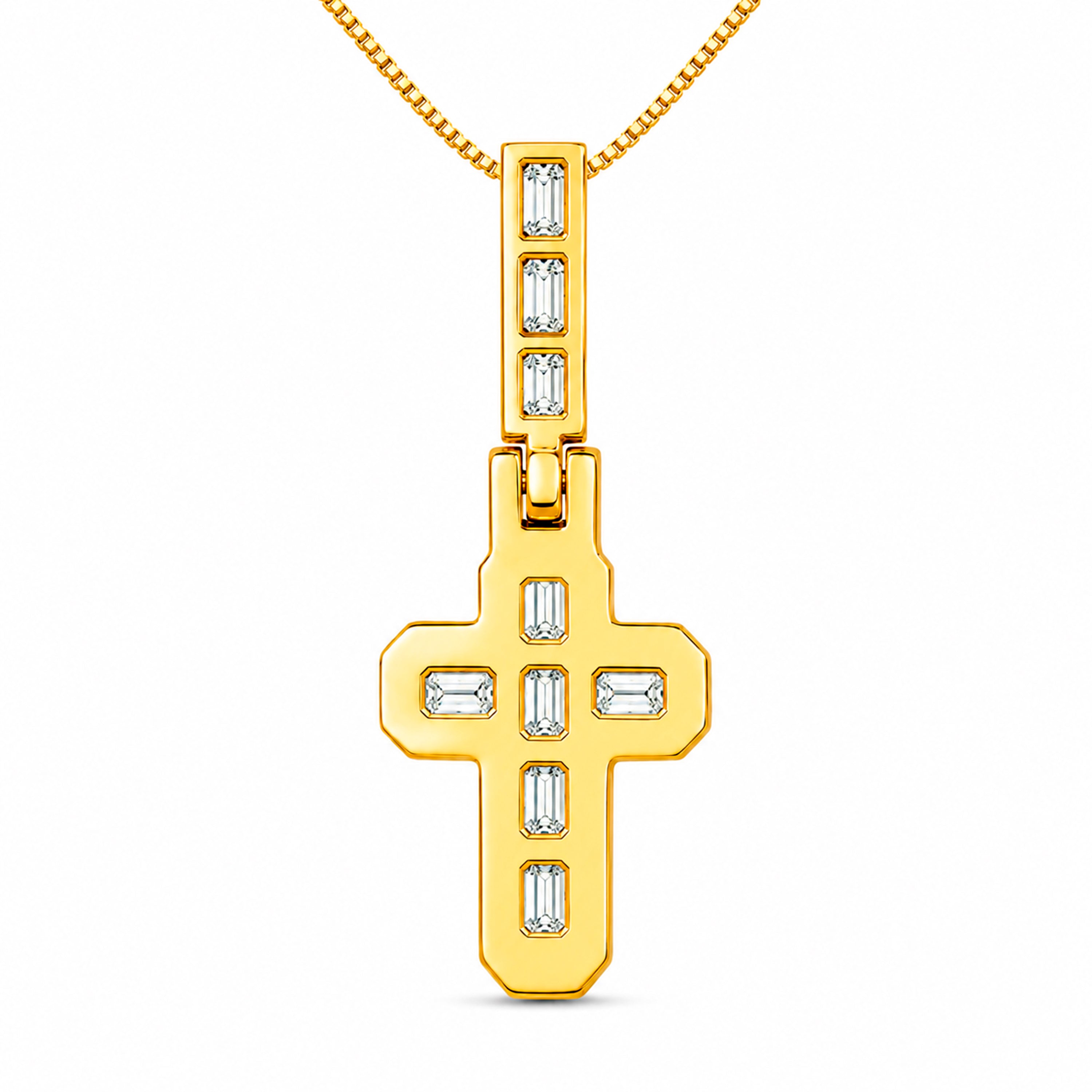 Diamonair Lab Grown Diamond (F/VS+) 4.00 carat Round cut Sterling Silver Cross Pendant - Sterling Silver | Gold over Silver
