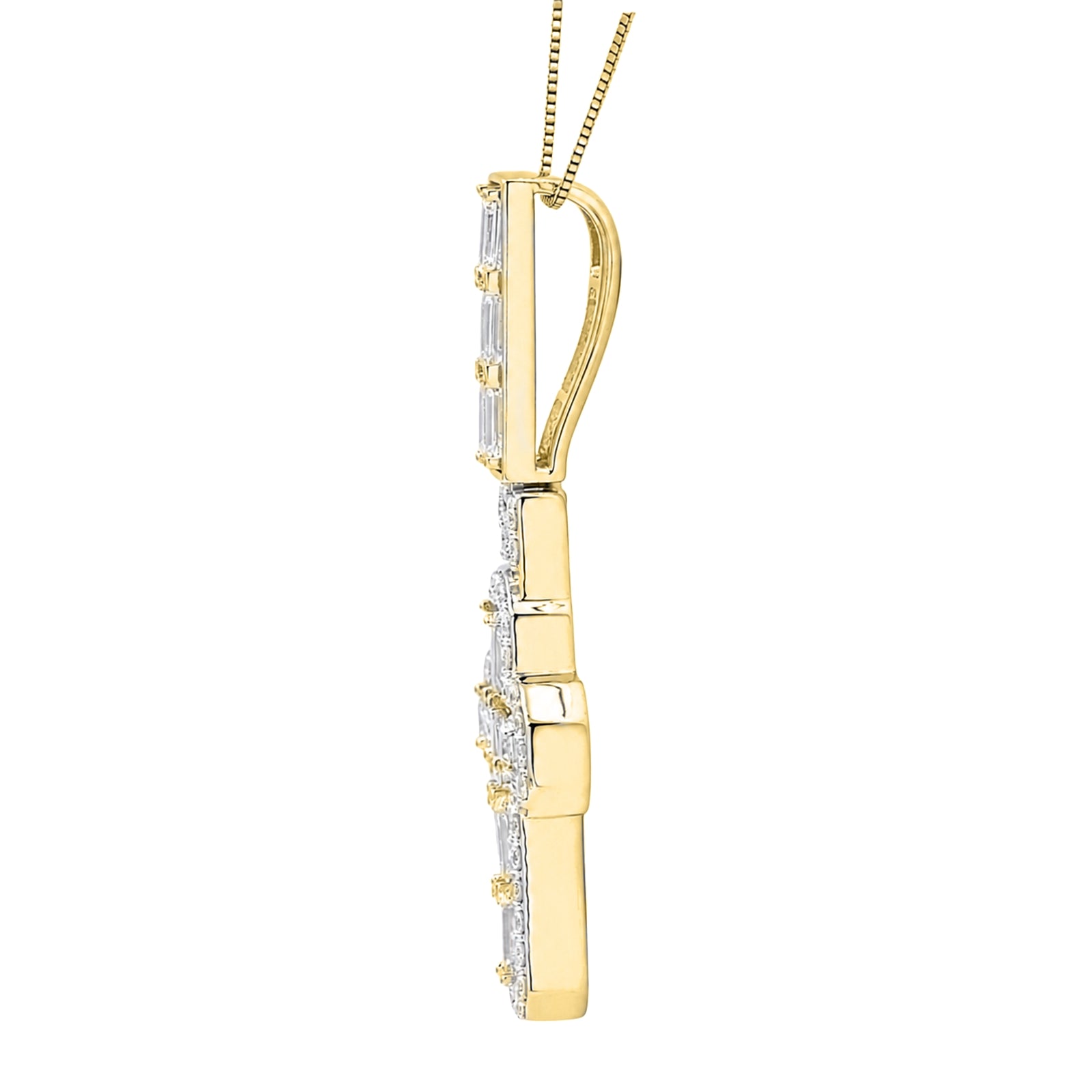 Diamonair Lab Grown Diamond (F/VS+) 4.00 carat Round cut Sterling Silver Cross Pendant - Sterling Silver | Gold over Silver