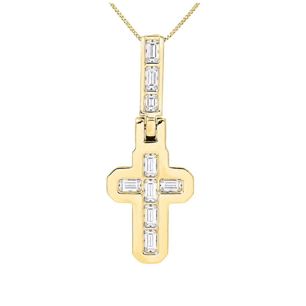 Diamonair Lab Grown Diamond (F/VS+) 4.00 carat Round cut Sterling Silver Cross Pendant - Sterling Silver | Gold over Silver