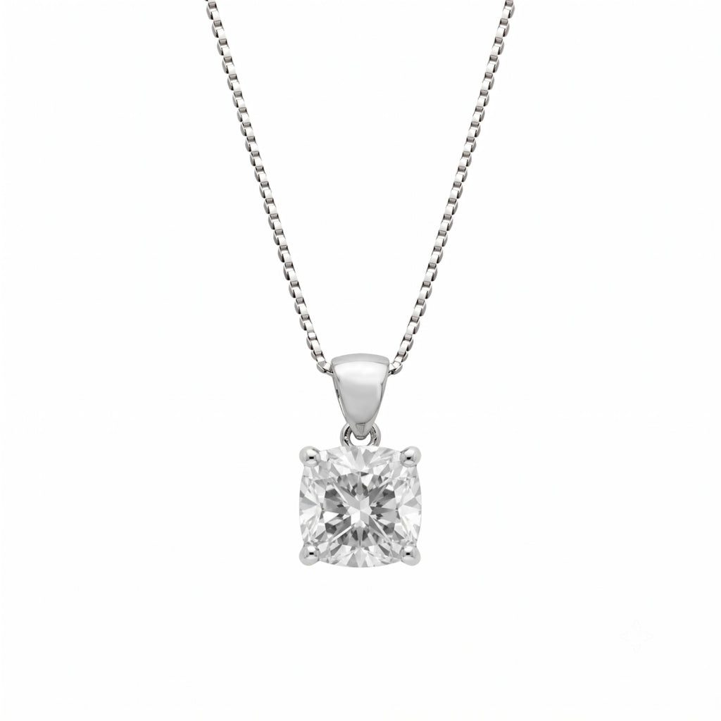Cushion Solitaire Pendant Necklace