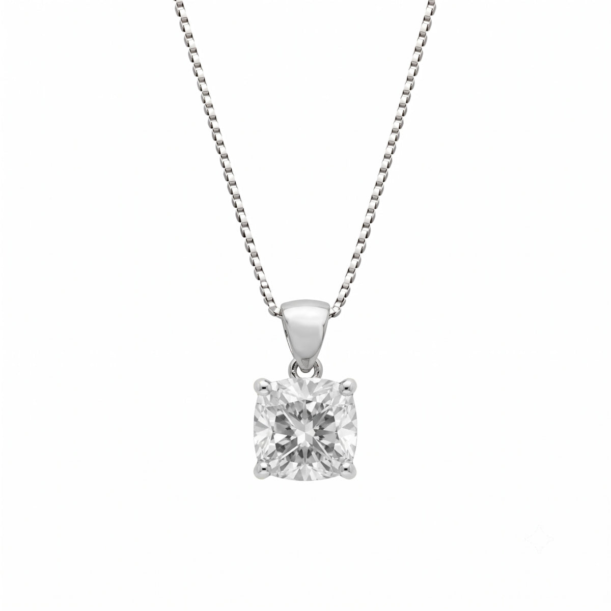 Cushion Solitaire Pendant Necklace