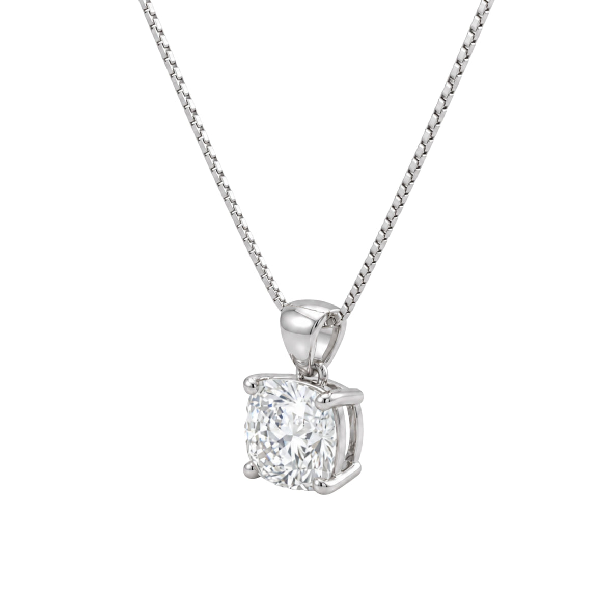 Cushion Solitaire Pendant Necklace