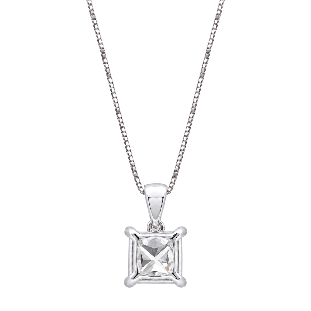 Cushion Solitaire Pendant Necklace
