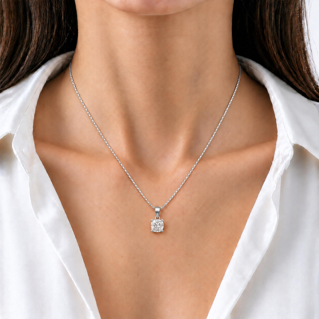 Cushion Solitaire Pendant Necklace