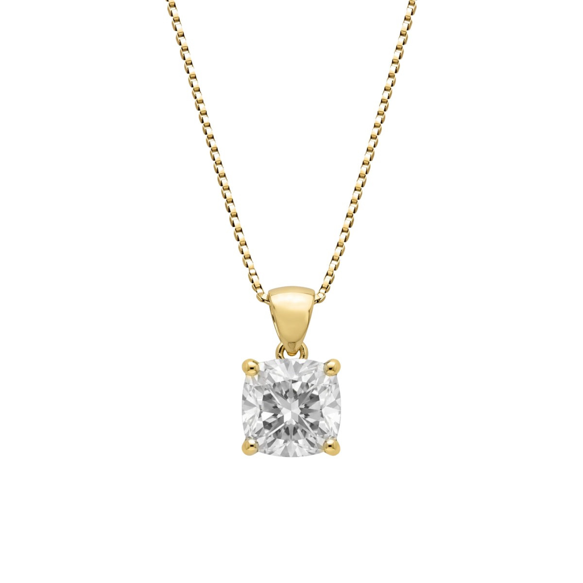 Cushion Solitaire Pendant Necklace