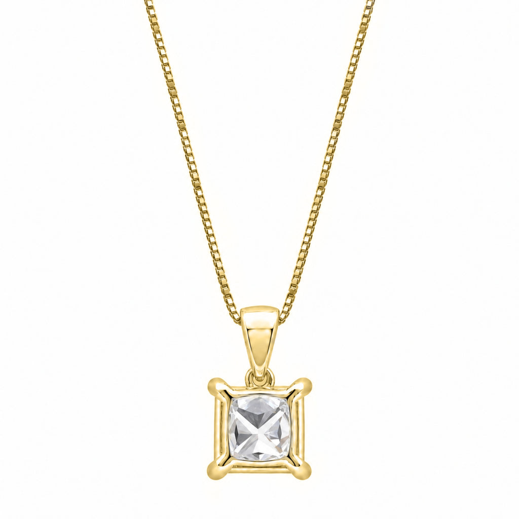 Cushion Solitaire Pendant Necklace