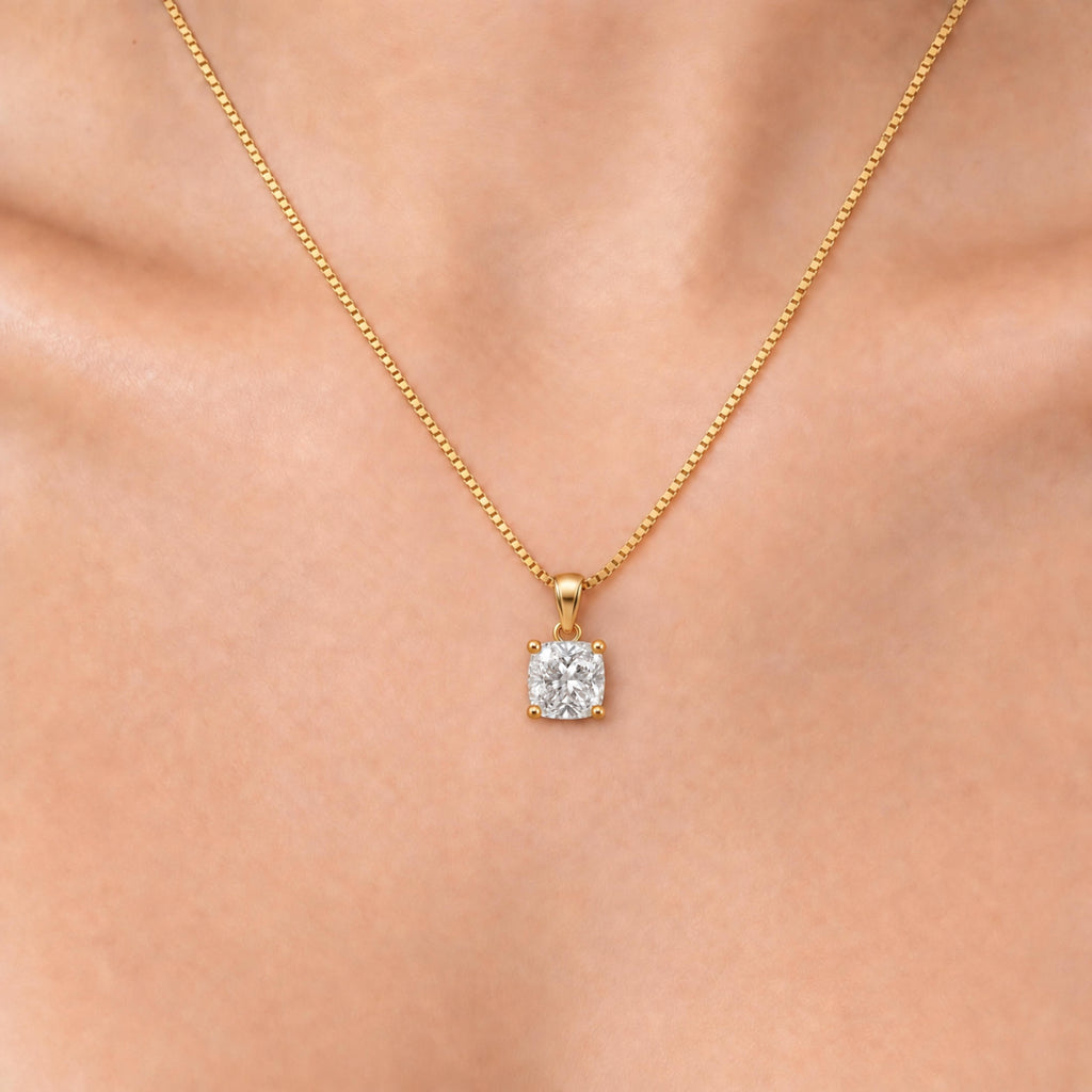 Cushion Solitaire Pendant Necklace