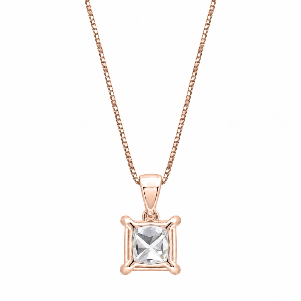 Cushion Solitaire Pendant Necklace
