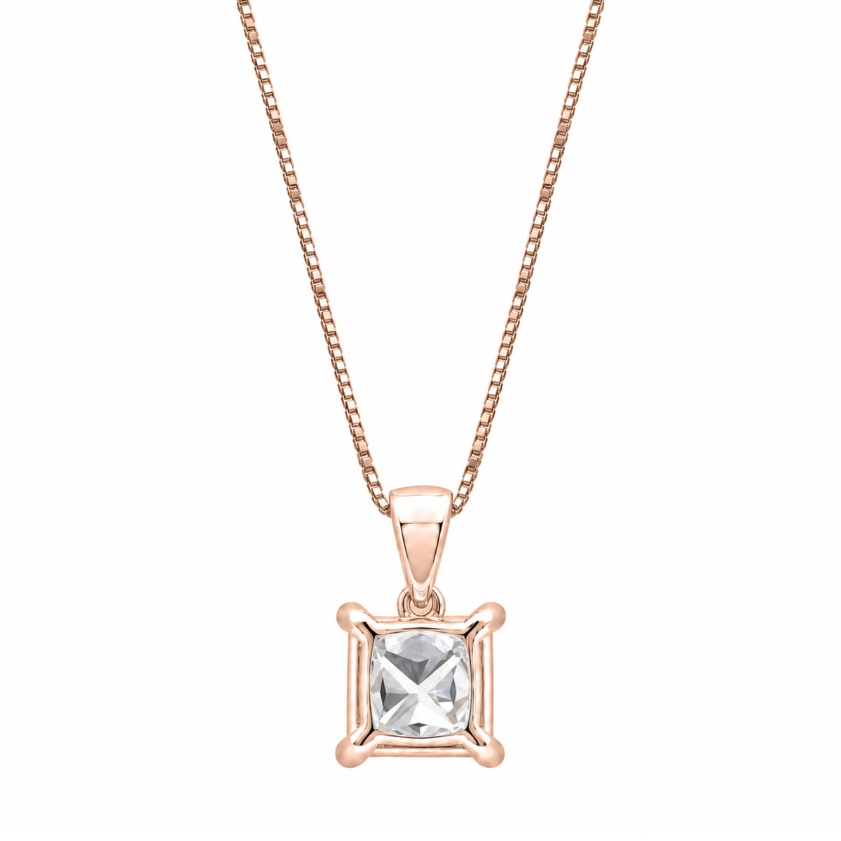 Cushion Solitaire Pendant Necklace