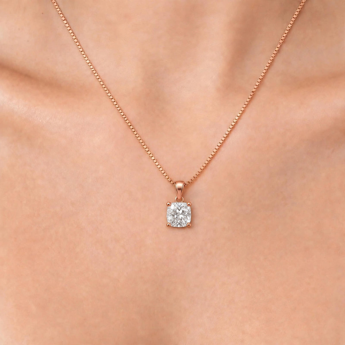 Cushion Solitaire Pendant Necklace