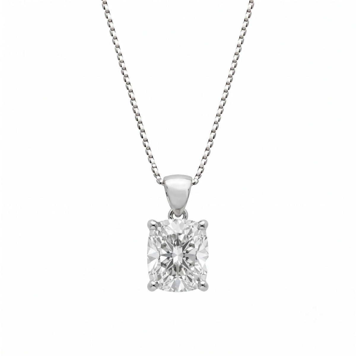 Long Cushion Solitaire Pendant Necklace