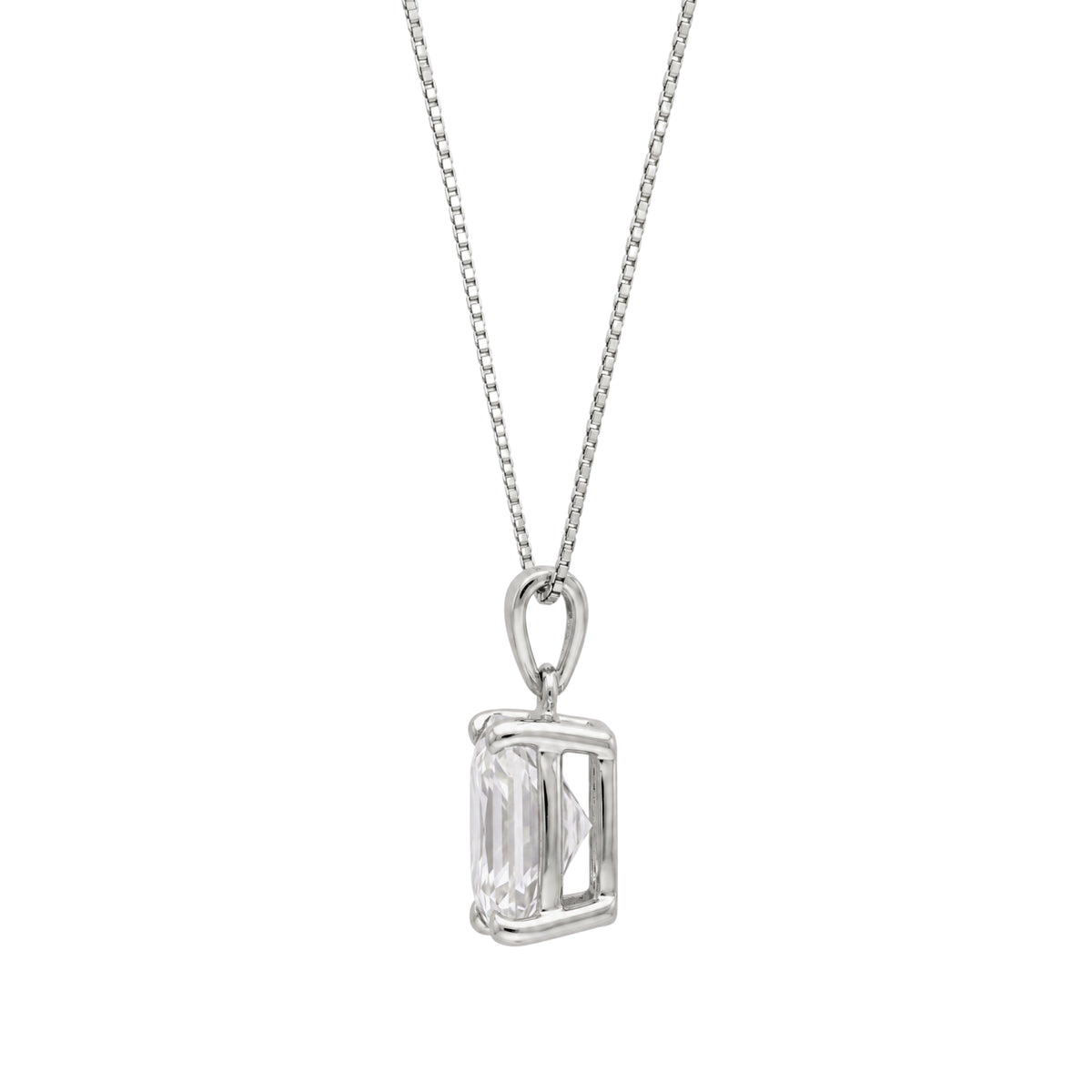 Long Cushion Solitaire Pendant Necklace