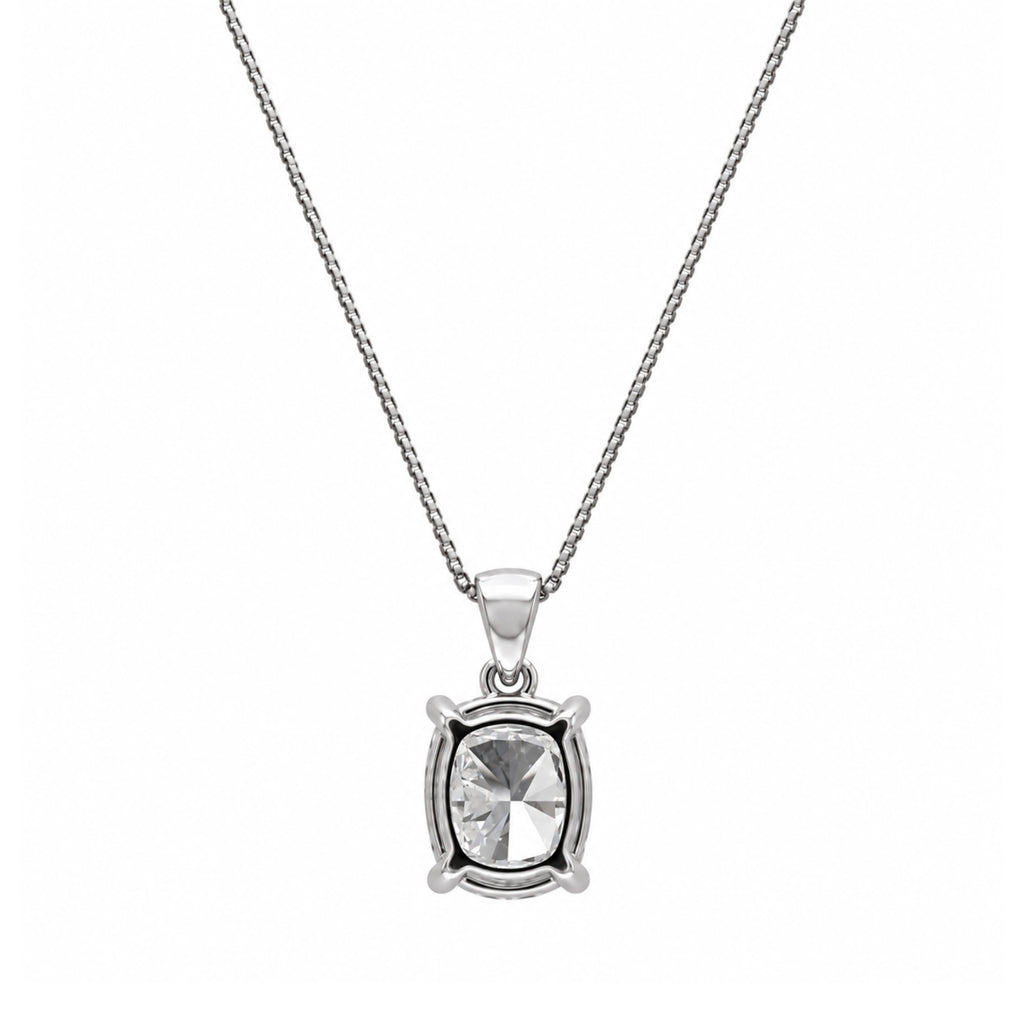 Long Cushion Solitaire Pendant Necklace