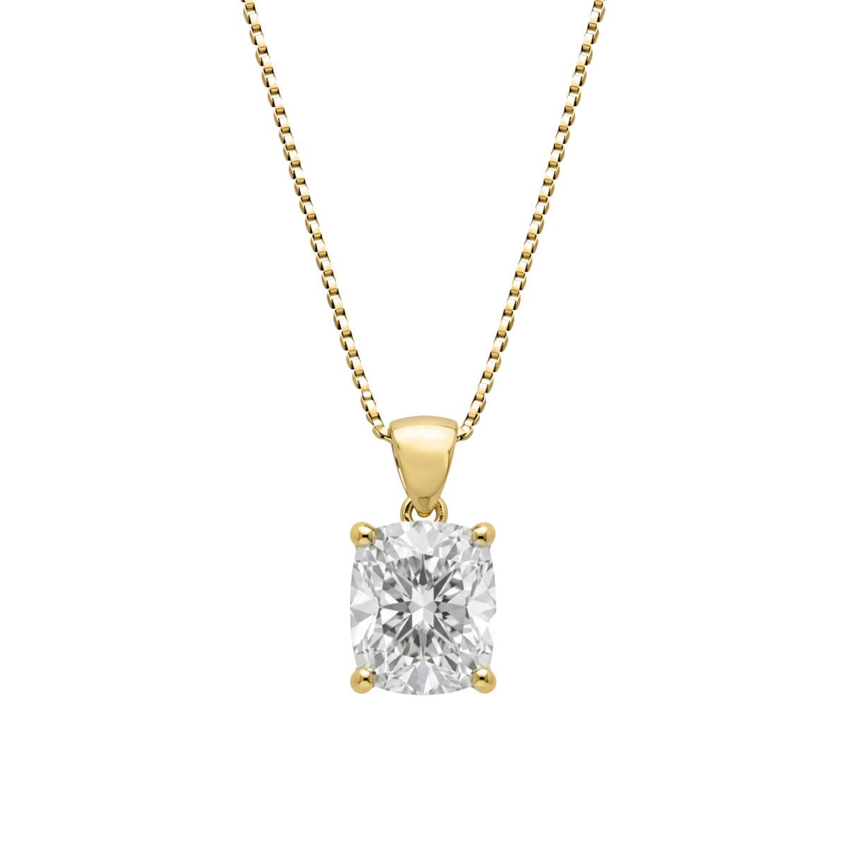 Long Cushion Solitaire Pendant Necklace