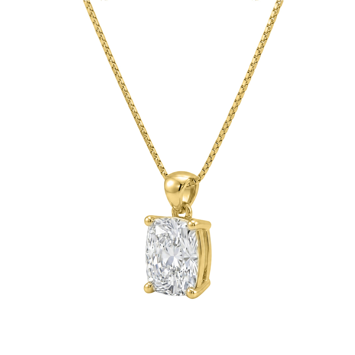 Long Cushion Solitaire Pendant Necklace