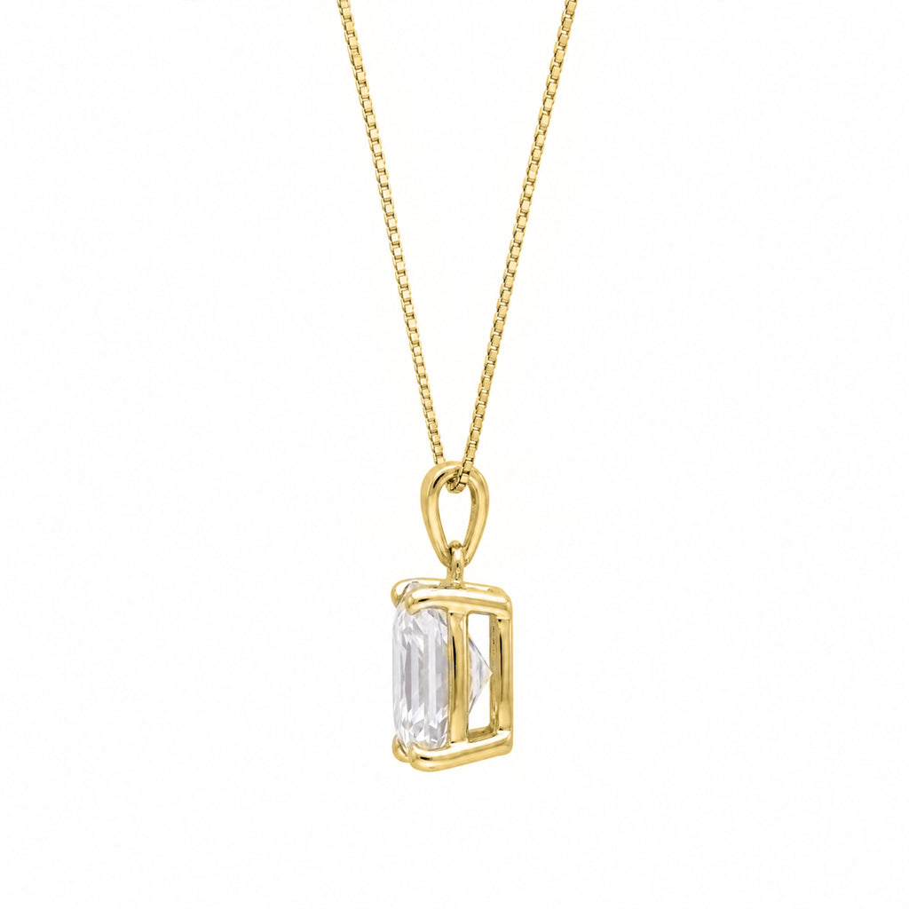 Long Cushion Solitaire Pendant Necklace