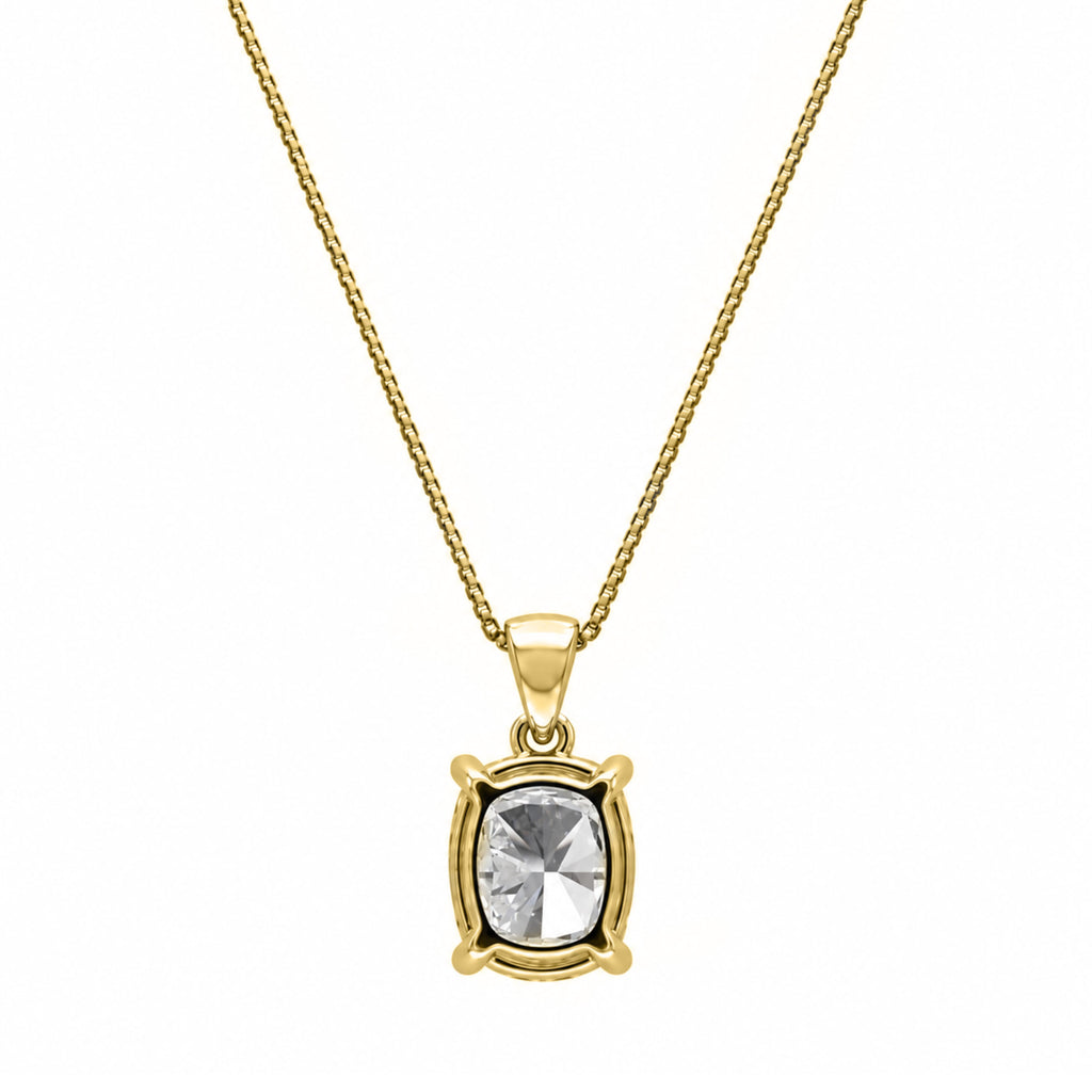 Long Cushion Solitaire Pendant Necklace
