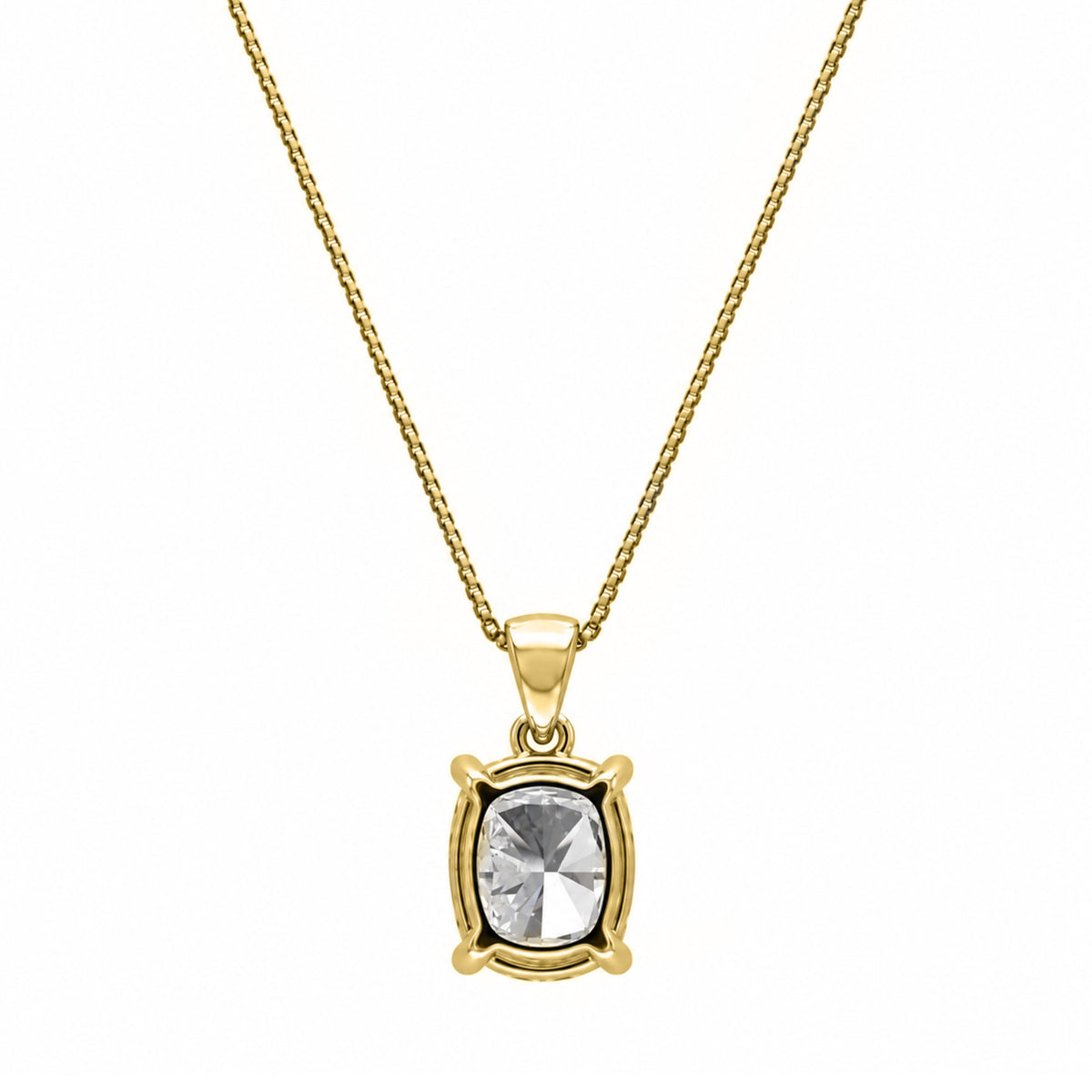 Long Cushion Solitaire Pendant Necklace