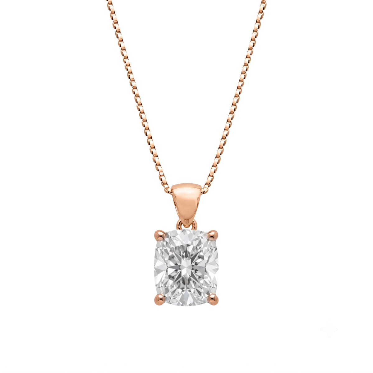 Long Cushion Solitaire Pendant Necklace