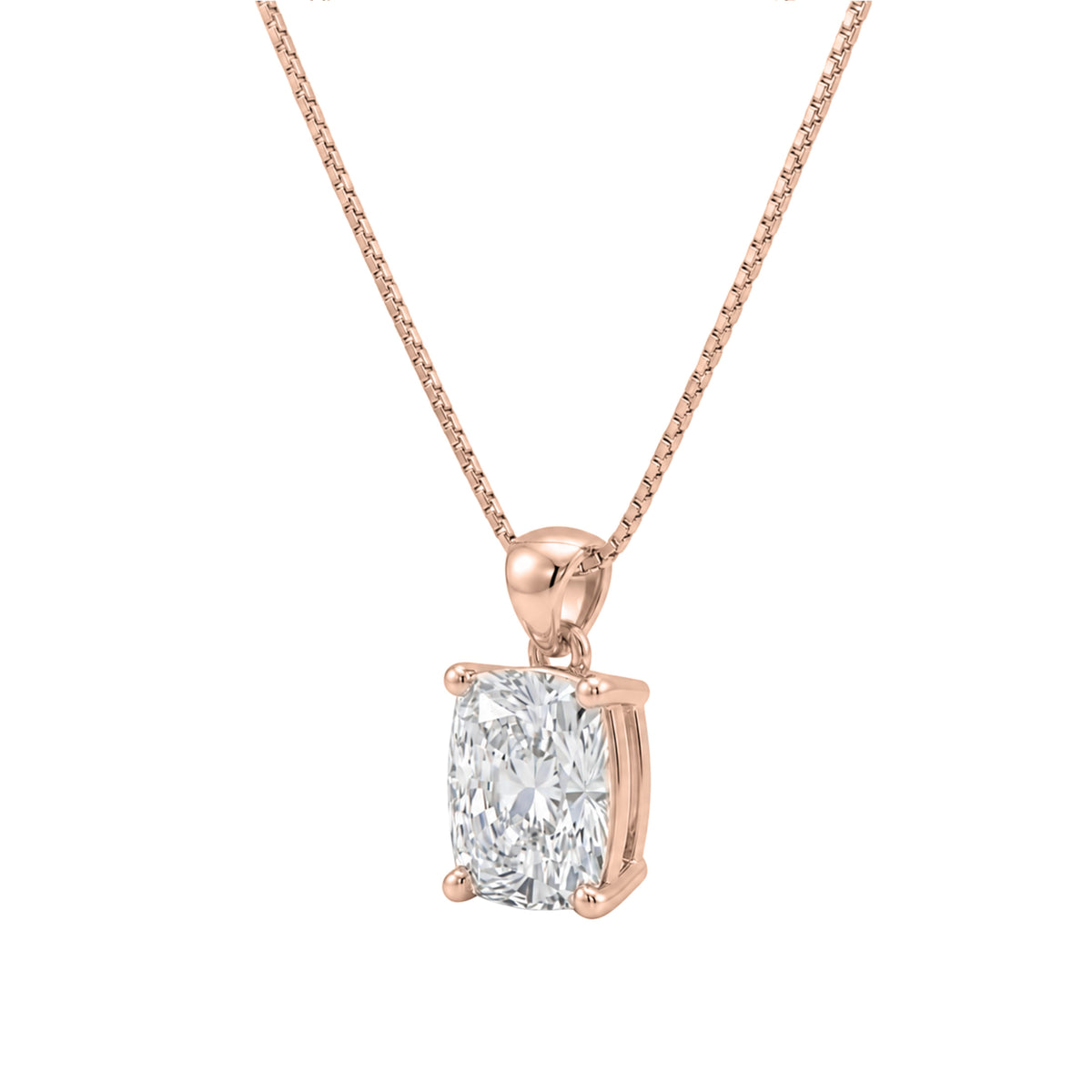 Long Cushion Solitaire Pendant Necklace