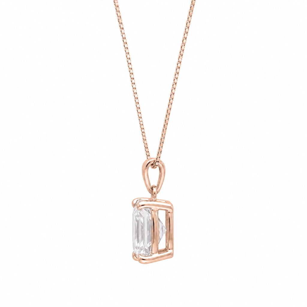 Long Cushion Solitaire Pendant Necklace