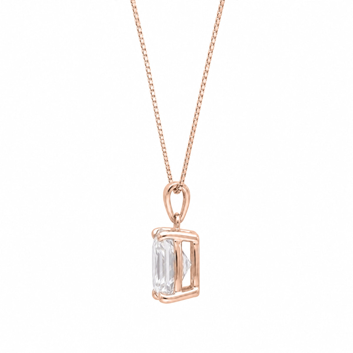 Long Cushion Solitaire Pendant Necklace