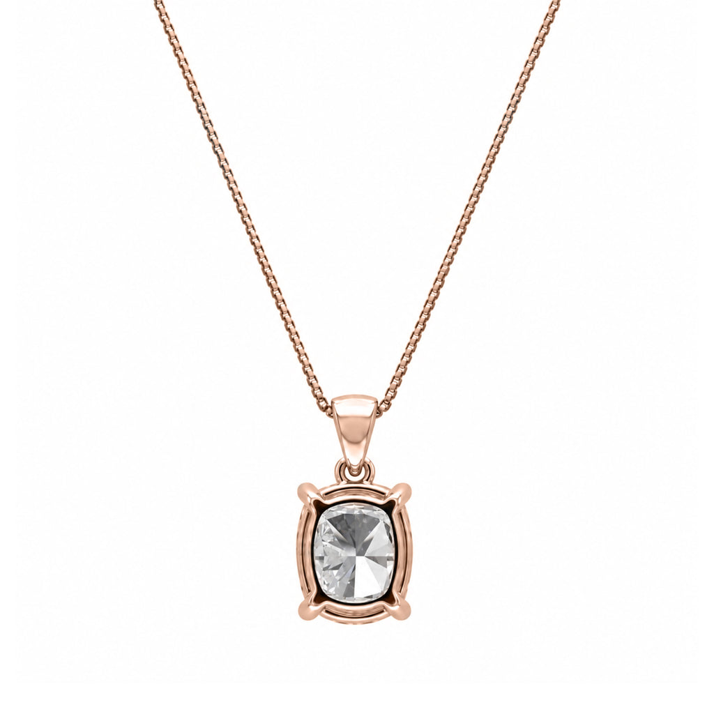 Long Cushion Solitaire Pendant Necklace