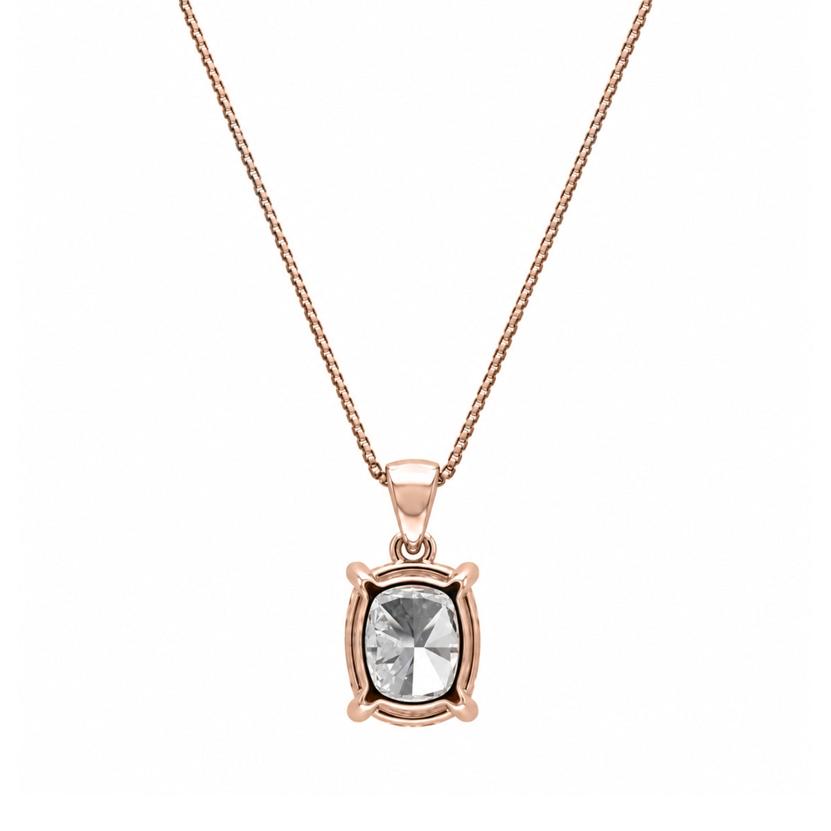 Long Cushion Solitaire Pendant Necklace
