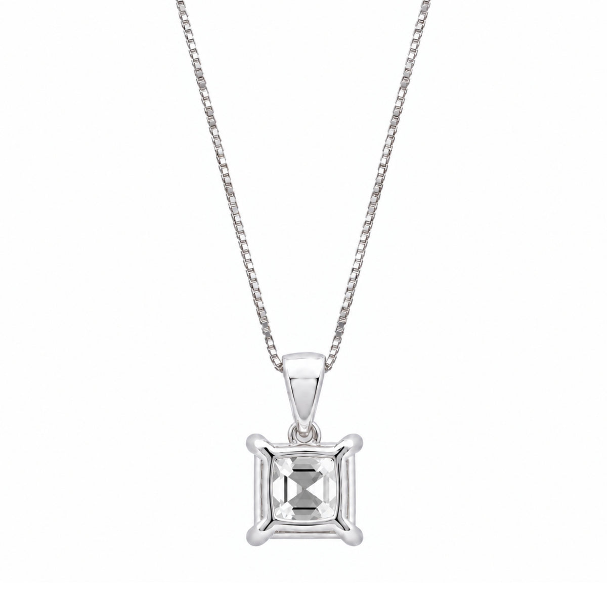 Asscher Solitaire Pendant Necklace