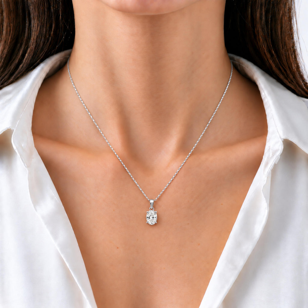 Oval Solitaire Pendant Necklace