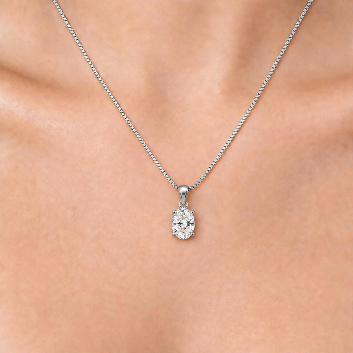 Oval Solitaire Pendant Necklace