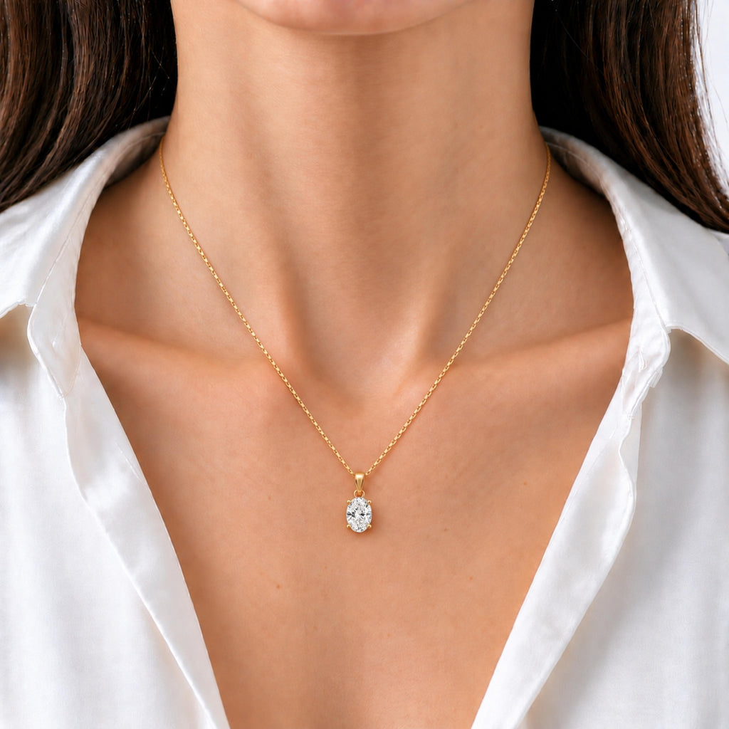 Oval Solitaire Pendant Necklace