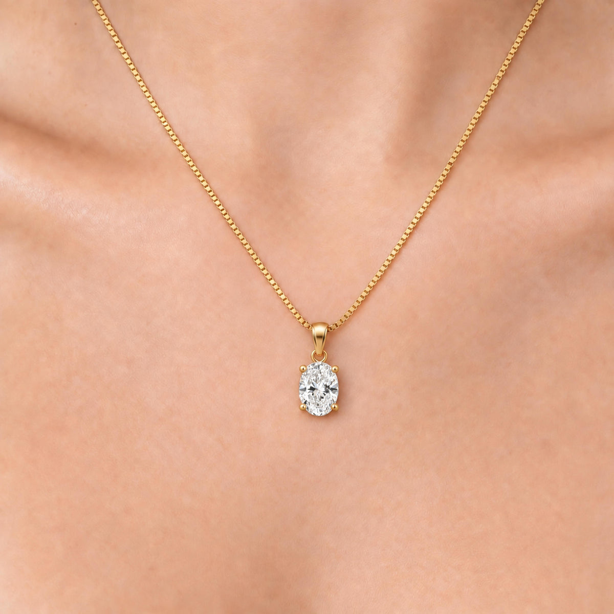 Oval Solitaire Pendant Necklace