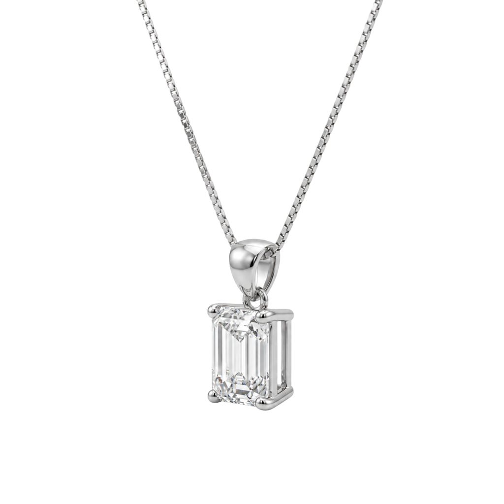 Emerald Solitaire Pendant Necklace
