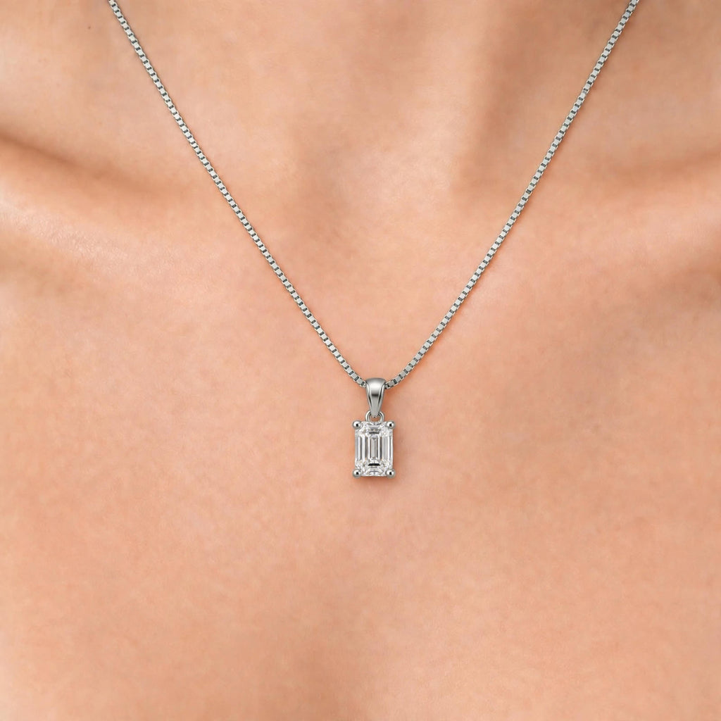 Emerald Solitaire Pendant Necklace