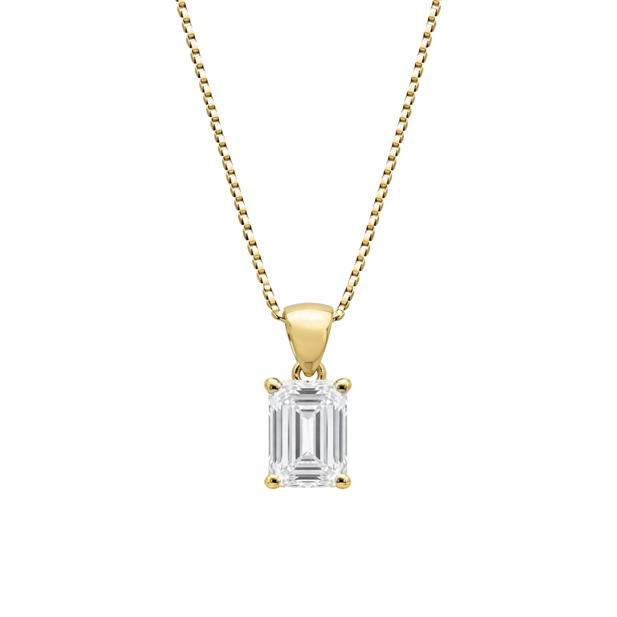 Emerald Solitaire Pendant Necklace